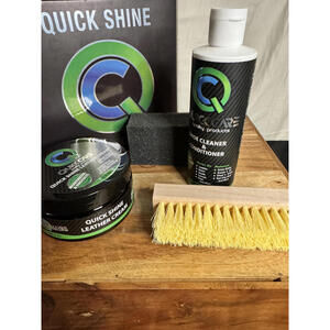 Quick Shine Leather Care Kit - Black - Shoe Cleaner & Conditioner Set